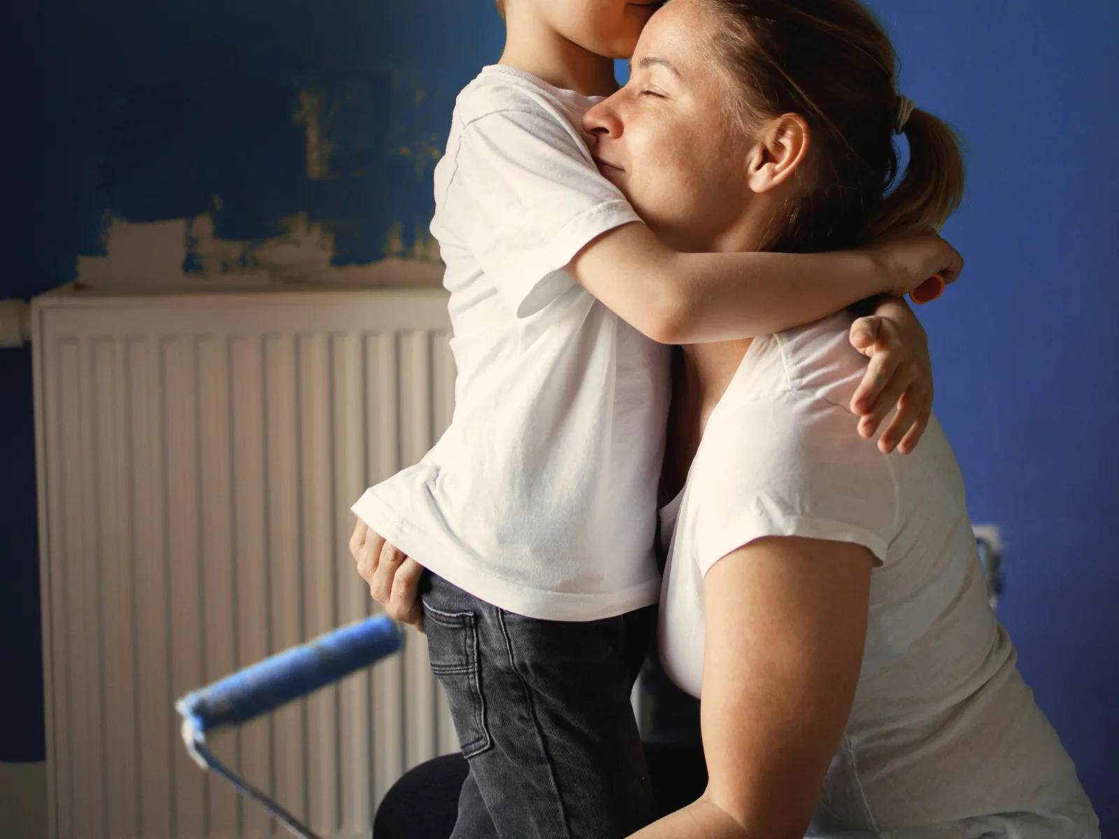 A child and parent decorating